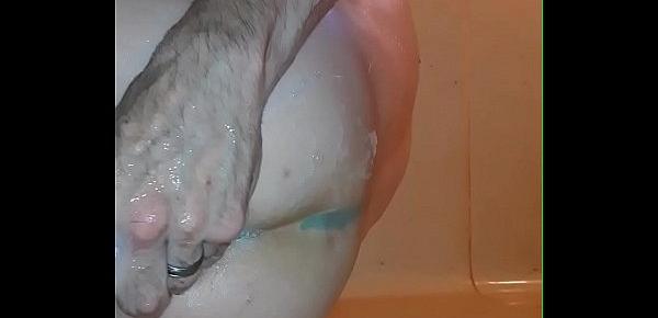  Fucking myself with toothpaste tube in hot steamy bath